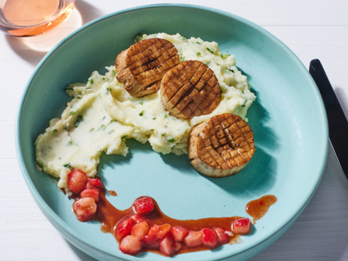Vegetarian Scallops over Potatoes with Chipotle Strawberries Recipe