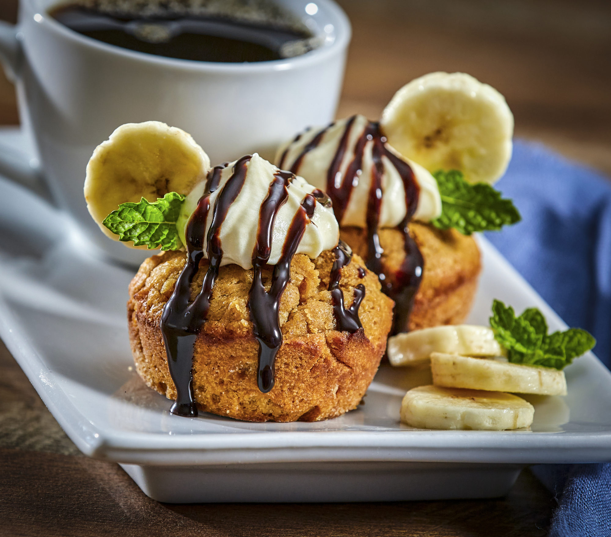 Peanut Butter Banana Muffins with Chocolate Drizzle