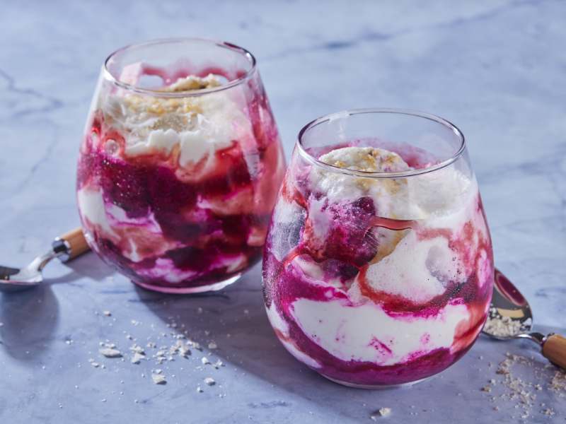 Dragonfruit Granita with Coconut Foam